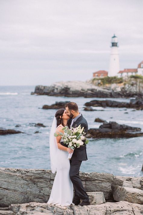 Portland Maine Lighthouse, York Harbor Maine, York Maine Wedding, Naval Academy Wedding, Maine Elopement, Bass Harbor Lighthouse, Portland Maine Wedding, Elegant Elopement, Cliff Wedding