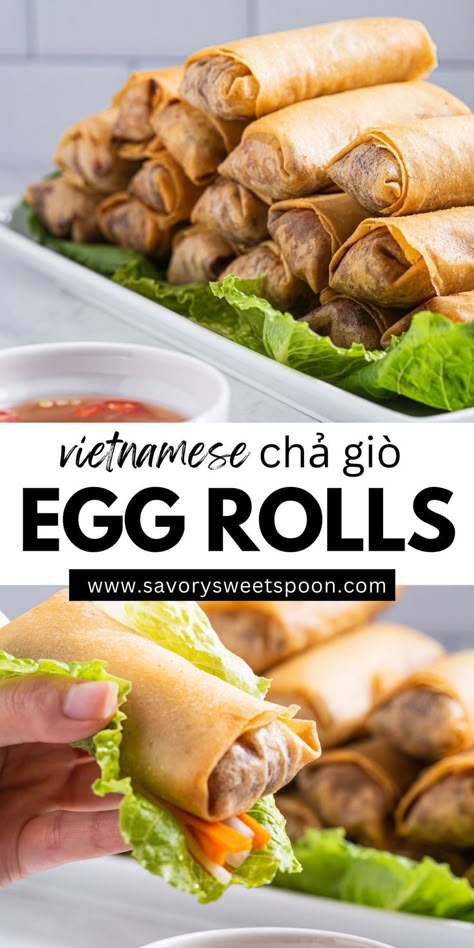 Vietnamese Rolls Recipe, Egg Roll Sauce, Asian Spring Rolls, Bali Party, Vietnamese Spring Rolls Recipe, Veggies And Noodles, Vietnamese Rolls, Vietnamese Egg Rolls, Pork Spring Rolls