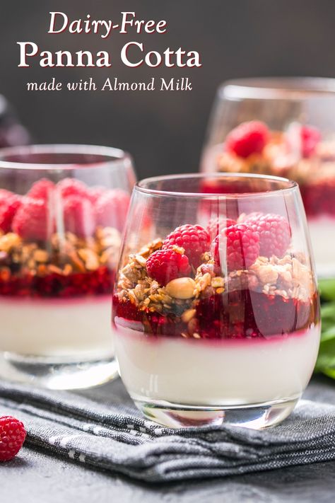 Dairy-Free Almond Milk Panna Cotta Recipe with Berry Puree Almond Milk Desserts, Recipes With Almond Milk, Easy Panna Cotta Recipe, Coconut Milk Creamer, Dairy Free Deserts, Fiber Recipes, Dairy Free Creamer, Best Gluten Free Desserts, Almond Milk Recipes