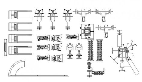 Gym equipment storage in AutoCAD file. This file includes the AutoCAD block of the gym equipments with plan, trade mill, multi exercise equipment, cycle, etc. Gym Equipment Storage, Outdoor Gym Equipment, Drawing Details, Human Scale, Gym Plan, Gym Floor, Building Layout, Gym Interior, Types Of Architecture