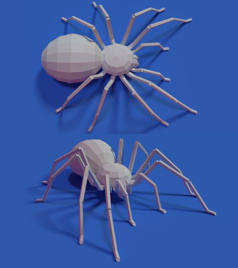 3d Spider Craft, Cardboard Spider, Jumping Spider Top View, 3d Insects, Low Poly Animals, Paper Mask Diy, Spider Sculpture, 3d Spider, Cardboard Animals