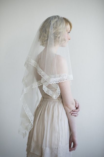 Gorgeous!!! Lace Trim Veil, Lace Trimmed Veil, Silk Veil, Honey Wedding, Flower Veil, Beautiful Veil, Tulle Veils, Veil Hairstyles, Hair Adornments