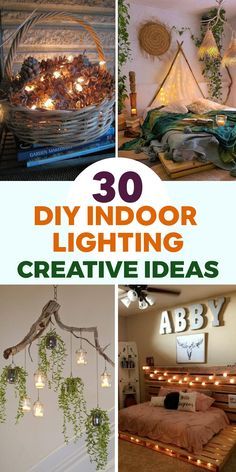 30 DIY Indoor Lighting Ideas Led Lights Strip Ideas, Western Rustic Home Decor, Indoor Lighting Ideas, Diy Entry Table, Easy Outdoor Projects, Bathrooms Vanity, Hanging Mason Jar Lights, Diy Baby Shower Games, Diy Summer Decor