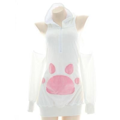 Bunny Paws, Pink Paw Print, Bunny Cosplay, Backless Sweater, Bunny Halloween Costume, Hooded Sweater Dress, Bunny Girls, Hoodie Costume, Style Africain