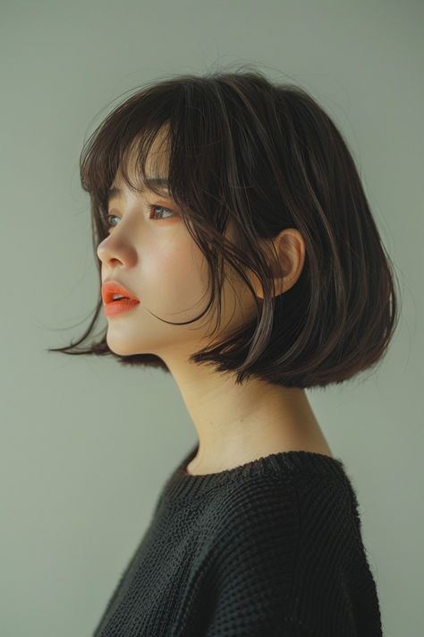 Wispy Bangs Bob, Bob Hair Straight, Hairstyle Slick Back, Hairstyle Slick, Bob With Wispy Bangs, Straight Hair Bob, Haircut Ideas For Women, Chinese Woman, Choppy Layers