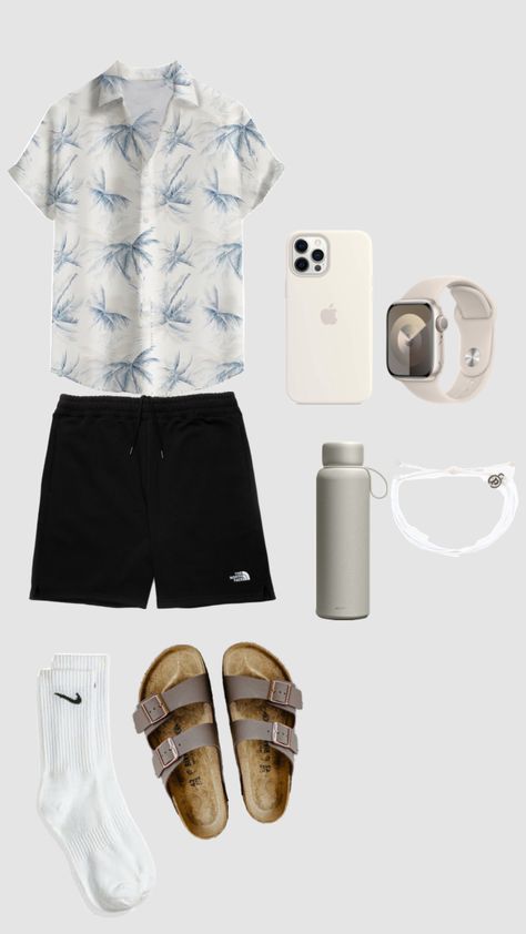 coastal flowers white flannel north face black shorts nike socks birkenstocks mens cream creme waterbottle pura vida necklace iphone case apple watch Socks Birkenstocks, Socks And Birkenstocks, Coastal Flowers, Iphone Case Apple, Pura Vida Necklace, White Flannel, Nike Socks, Flowers White, Shorts Nike