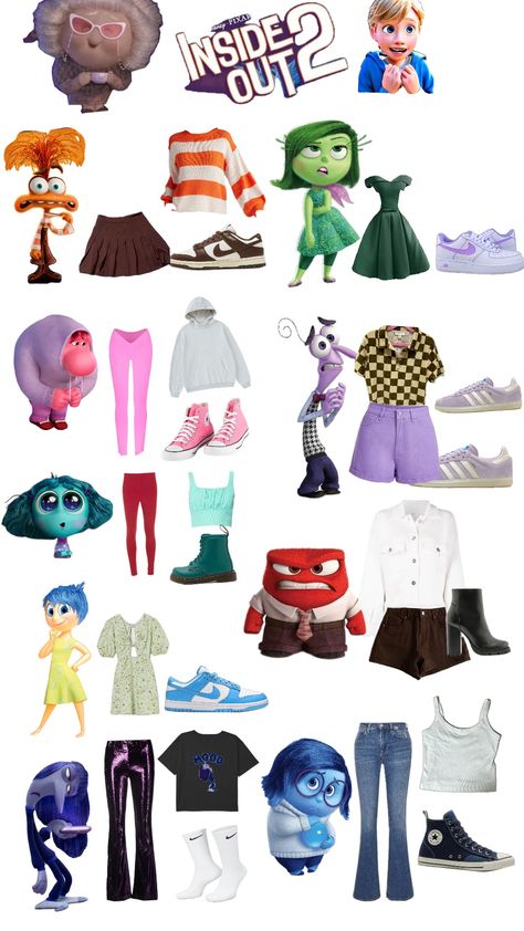 #insideout2 #emotions Emotions Halloween Costume, Inside Out Spirit Week, Inside Out Emotions Halloween Costumes, Inside Out Characters Costumes Diy, Diy Inside Out 2 Costume, Inside Out Emotions Costumes, Inside Out 2 Costumes Group, Halloween Costumes Inside Out, Embarrassment Inside Out Outfit