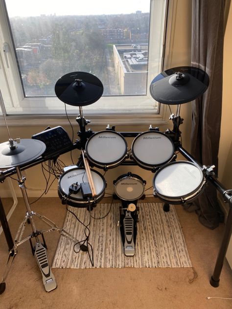 Electric Drum Kit Aesthetic, Electric Drum Set Aesthetic, Drum Set In Bedroom, Electric Drums Aesthetic, Playing Drums Aesthetic, Drum Kit Aesthetic, Drum Set Aesthetic, Drummer Aesthetic, Electric Drums