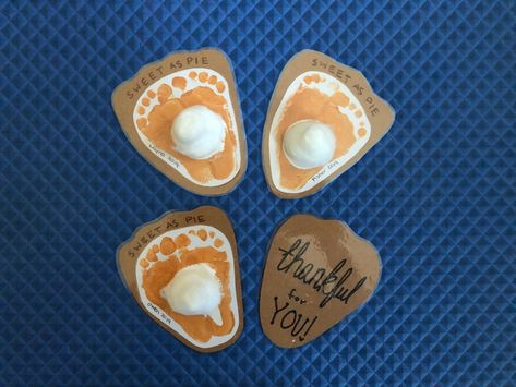 Pumpkin Pie Feet Print, Gourd Footprint Art, Baby’s First Thanksgiving Craft Ideas, Baby Footprint Art Fall, Banana Footprint Art, Sun Footprint Art, Pie Footprint Art, Fall Craft Ideas For Infants, Thanksgiving Crafts For Babies Easy