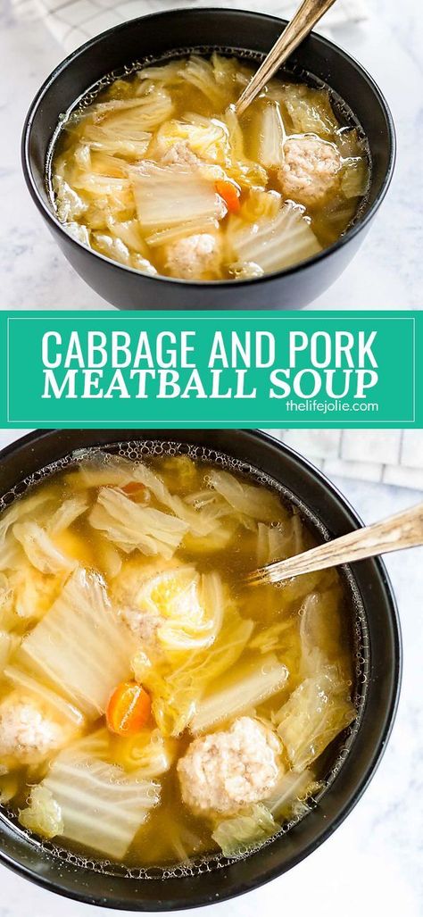 Pork Meatball Soup, Pork Meatball, Pork Cabbage, Chinese Soup Recipes, Cabbage Soup Recipe, Pork And Cabbage, Quick And Easy Soup, Cabbage Soup Recipes, Mapo Tofu