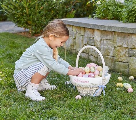 Easter Basket Liner, Kids Easter Basket, Pb Kids, Basket Liners, Hoppy Easter, Wicker Basket, Kids Easter, Egg Hunt, Easter Basket