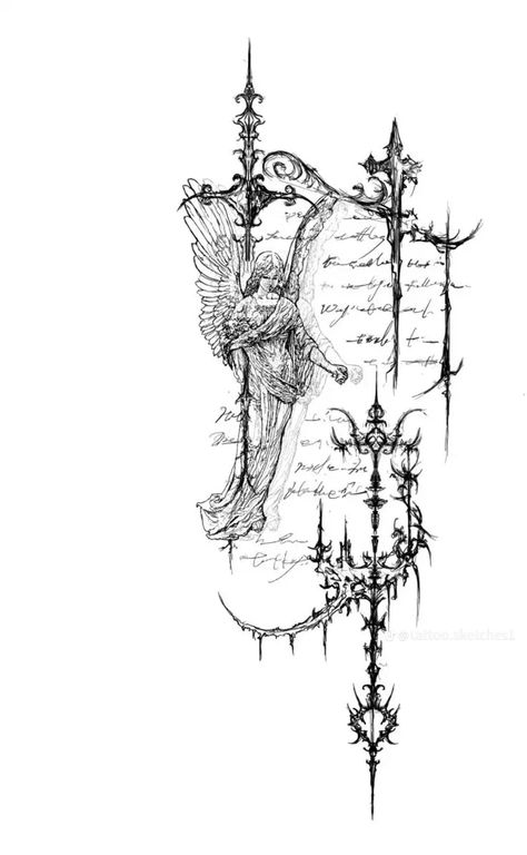 Angel Sigil Tattoo, Angel Cybersigilism, Sigilism Cross, Cybersigilism Drawing, Cybersigilism Tattoo Template, Gotik Tattoo, Images Terrifiantes, Goth Tattoo, Sigil Tattoo