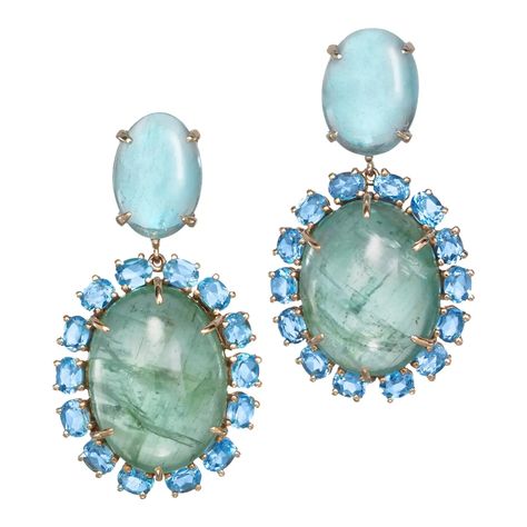 18 Karat Rose Gold Aquamarine Green Beryl Blue Topaz Drop Dangle Earrings For Sale at 1stDibs | kate spade lime sherbet, green aquamarine earrings, blue green beryl Pearl Diamond Dangle Earrings, London Blue Topaz Earrings, Ocean Hues, Green Topaz, Pretty Rose, Fancy Rings, Luxe Jewelry, Mini Earrings, Aquamarine Earrings