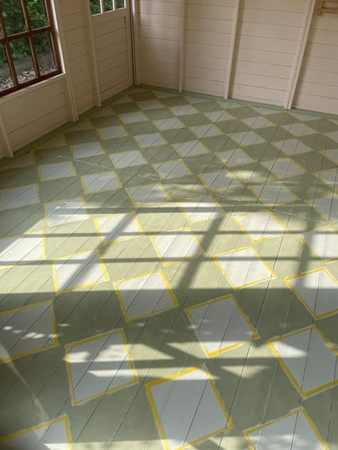 Painted Wooden Bathroom Floor, Painted Chequerboard Floor, Green Checkered Floor, Painted Wood Floors Ideas, Paint Wood Floors Ideas, Painted Subfloor, Painted Kitchen Floors, Painted Wooden Floors, Painted Floorboards