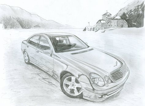 Car Drawing Mercedes, Mercedes Drawing, Car Drawing, Car Artwork, Car Drawings, Beautiful Drawings, Disney Drawings, Photo Reference, Car Art