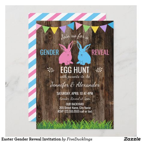 Easter Themed Gender Reveal, Easter Gender Reveal Party, Baby Shower Save The Date, Easter Gender Reveal, Easter Invitations, Pink Baby Shower Invitations, Gender Reveal Decorations, Princess Baby, Baby Shower Princess