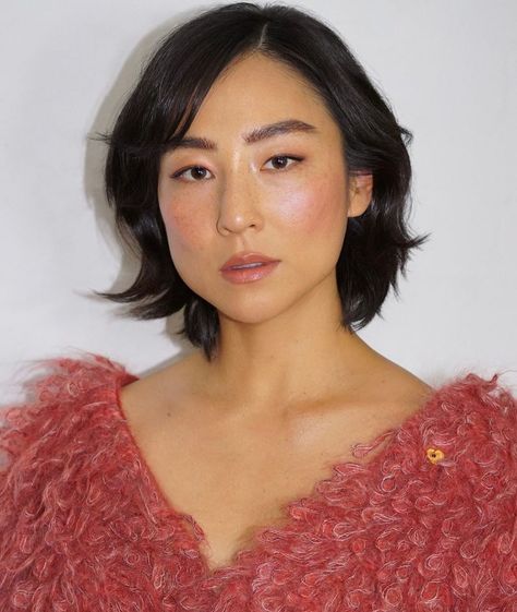 Greta Lee Past Lives, Greta Lee Hair, Maya Bird, Serum Stick, Tatcha Skincare, Greta Lee, Felicia Hardy, Korean Hairstyles, Maria Isabel