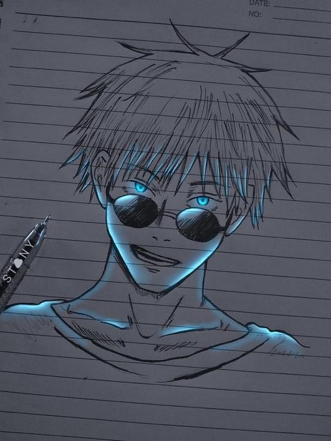 Gojo Digital Art, Glowing Drawing, Gojo Drawing, Glow Art, Best Anime Drawings, Glowing Art, Anime Canvas Art, Anime Crafts, Arte Sketchbook