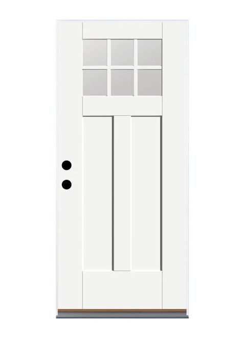 Therma-Tru Benchmark Doors 36-in x 80-in Fiberglass Craftsman Left-Hand Outswing Ready To Paint Unfinished Prehung Single Front Door in the Front Doors department at Lowes.com Shaker Front Door, White Craftsman, Single Front Door, Wood Door Frame, White Front Door, Craftsman Door, Therma Tru, Victorian Door, Glazed Glass