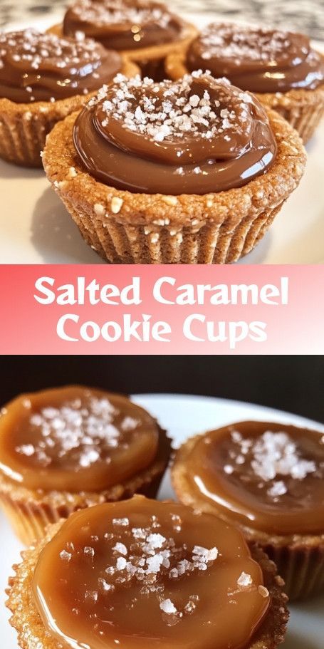 "Decadent Salted Caramel Dulce de Leche Cookie Cups Recipe" - These rich and chocolatey cookie cups filled with creamy dulce de leche and topped with a sprinkle of sea salt are the perfect sweet indulgence. Easy to make and sure to satisfy your dessert cravings! #CookieCups #SaltedCaramel #DulceDeLeche #HomemadeSweets #DeliciousDesserts #BiteSizedTreats #SweetIndulgence Salted Caramel Cookie Cups, Salted Caramel Cookie Bars, Salted Caramel Cookie, Caramel Cookies Bars, Dessert Cravings, Cookie Cups Recipe, Salted Caramel Cookies, Homemade Sweets, Filled Cookies