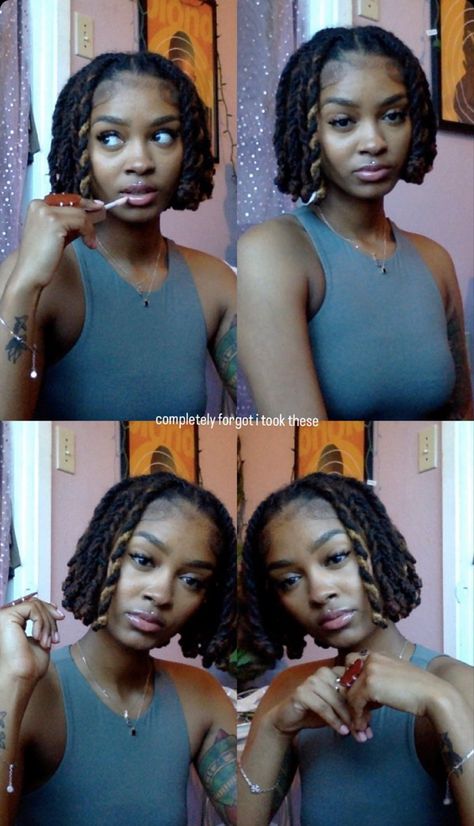 Feminine Locs Styles, Styles For Dreads For Women, 60 Locs Count, Dread Extensions Black Women, Short Locs Hairstyles For Women Dreadlock Styles Natural Hair, Starter Locs Styles Comb Coil, Dreads Hairstyle For Women, Cute Short Loc Styles For Women, Dread Styles Women