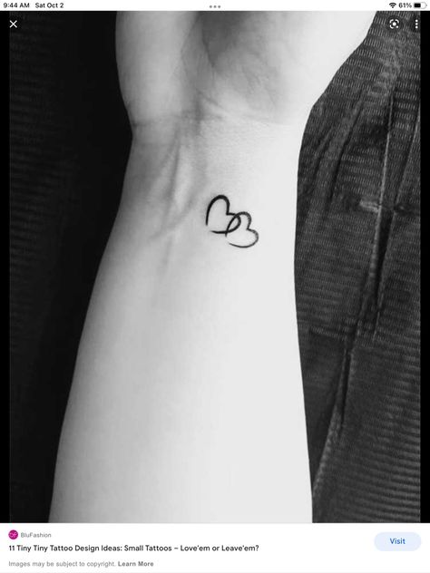 Small Love Tattoos For Women, Hearts On Wrist Tattoo, Color Heart Tattoo, Two Small Hearts Tattoo, Interlocking Heart Tattoo, 3 Small Heart Tattoo On Wrist, Mini Tattoos Heart, Small Heart Tattoo On Wrist Mother Daughters, Two Interlocking Heart Tattoos