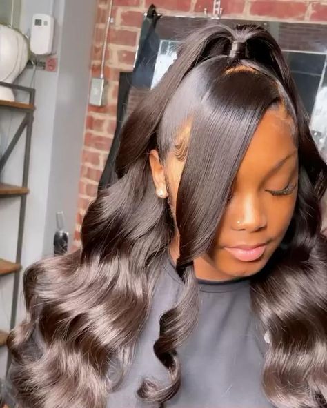 Black Girls Hairstyles Weave, Weave Ponytail Hairstyles, Sleek Ponytail Hairstyles, Birthday Hairstyles, Black Ponytail Hairstyles, Quick Weave Hairstyles, Quick Braided Hairstyles, Frontal Hairstyles, Pretty Braided Hairstyles