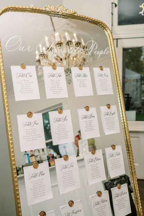 Wedding Venues In Texas, Woodbine Mansion, Seating Chart Wedding Diy, Mirror Seating Chart, Wedding Table Seating Chart, Wedding Table Seating, Wedding Mirror, Luxury Wedding Venues, Wedding Table Settings