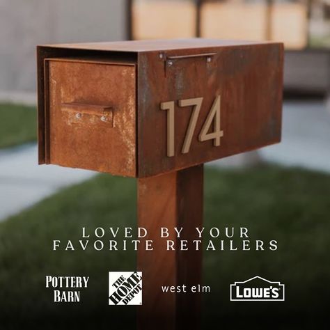 Did you know that you can shop our products at the stores you love most? From Pottery Barn to Home Depot, our curb appeal essentials are trusted by only the best. 🏡🌟 @potterybarn, @homedepot, @westelm, @loweshomeimprovement Concrete Mailbox Ideas, Double Mailbox, Cedar Mailbox Post, Porch Mailbox, Mailbox House, Mid Century Modern Mailbox, Address Signs For Yard, Steel Patina, Custom Mailbox