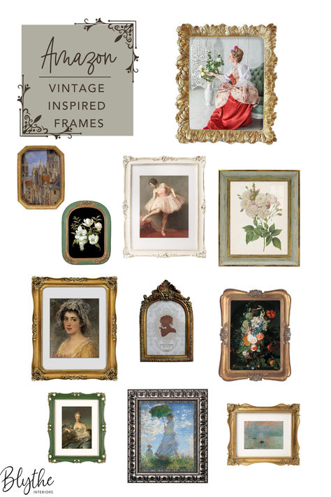 Add a bit of vintage charm to your space with these gorgeous frames. Design tip: For a collected look, mix and match different frames in a gallery wall! Amazon Gallery Wall Frames, Mismatched Picture Frames, Lighting Wallpaper, Summer Display, Frames Design, Gallery Wall Living Room, Wall Living Room, Gallery Wall Frames, Wall Frames