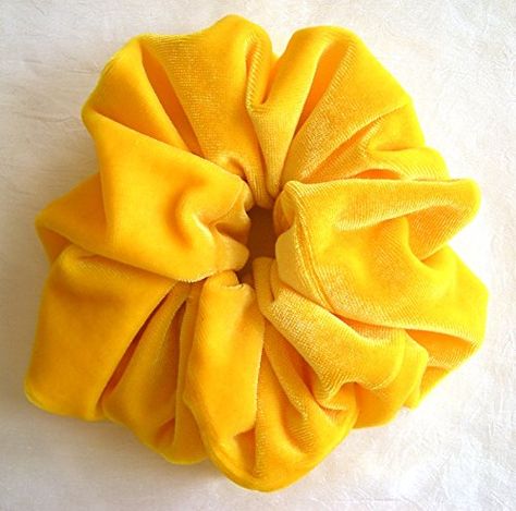 Yellow Scrunchie, Yellow Clothes, Velvet Scrunchie, Velvet Hair, Yellow Aesthetic, Hair Elastics, Stretch Velvet, Mellow Yellow, Happy Colors