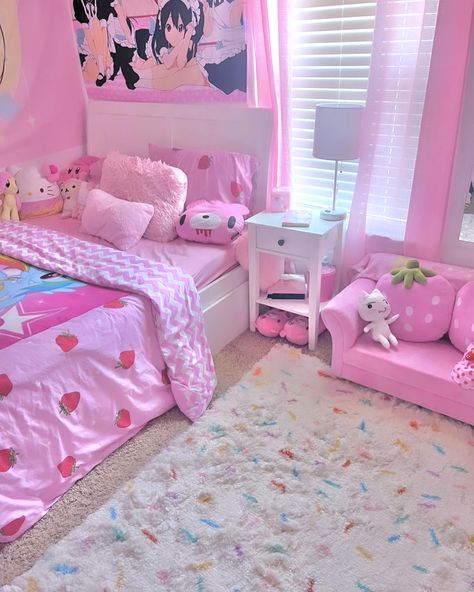 Kawaii Bedroom, Otaku Room, Pink Room Decor, Cute Diy Room Decor, Cute Bedroom Ideas, Room Redesign, Cute Bedroom Decor, Cute Room Ideas, Pretty Room