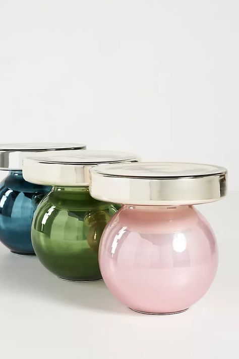 End Tables & Side Tables | Anthropologie Glass Coffee Table Decor, Glass Side Table, Round Glass Coffee Table, Green Furniture, Anthropologie Uk, Glass Side Tables, Side Coffee Table, Candles For Sale, Table Books