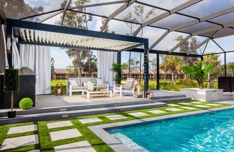 Outdoor Oasis | 2021 | HGTV Luxurious Backyard, Pool Cage, Homes Ideas, Patio Pergola, Contemporary Patio, Outdoor Living Rooms, Cozy Outdoor, Backyard Entertaining, Modern Beach House