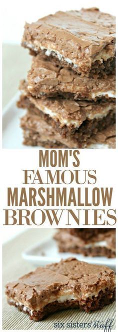 \Mom's Famous Marshmallow Brownies from Six Sisters' Stuff | Our mom gets asked to bring these brownies to every single social gathering! This is one of the best desserts! Marshmallow Brownies, Cake Brownie, Coconut Dessert, Six Sisters Stuff, Famous Chocolate, Chocolate Marshmallow, The Best Desserts, Brownie Desserts, Chocolate Marshmallows