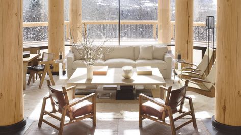 Look Inside a Contemporary Colorado Lodge | Architectural Digest Colorado Lodge, Chalet Living Room, Atelier Am, Home Atelier, Aspen House, Modern Renovation, Aspen Colorado, Ski Chalet, Pierre Jeanneret