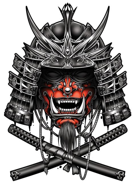 Samurai Mask Tattoo, Japanese Mask Tattoo, Samurai Tattoo Sleeve, Samurai Warrior Tattoo, Guerriero Samurai, Warrior Mask, Samurai Tattoo Design, Buddha Tattoos, Yakuza Tattoo