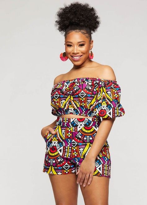 Shorts Ankara, Ankara Shorts, African Print Jumpsuit, African Print Tops, African Print Clothing, Short African Dresses, African Fashion Skirts, African Fashion Ankara, African Fashion Modern