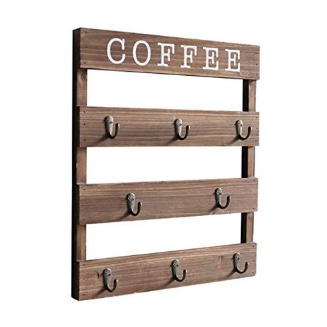 EMAISON Coffee Mug Holder, Wall Mounted Rustic Wood Cup O... https://smile.amazon.com/dp/B07TXVDY2M/ref=cm_sw_r_pi_dp_U_x_Sh3rEbE9XN31R Home Coffee Bar Station, Mug Holder Wall, Cups For Kitchen, Wood Coffee Mug, Apartment Hacks Organizing, Coffee Cup Rack, Organization Accessories, Cup Organizer, Coffee Mug Display