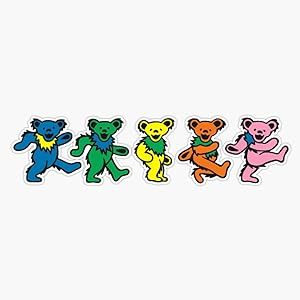 Five Bear Dancing Sticker Bumper Sticker Vinyl Decal 5" Mua Aesthetic, Bear Dancing, Senior Pants, Grateful Dead Bears, Happy Dancing, Tie Dye Tapestry, Grateful Dead Dancing Bears, Painted Purse, Vinyl Magnets