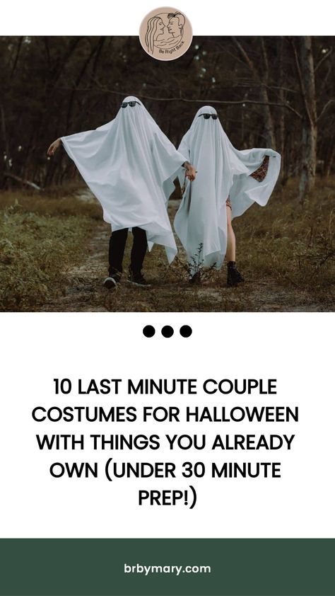 With a prep time of under 30 minutes, check out these last minute couple Halloween costumes that you can make with things you already have! Couples Costumes Last Minute, Last Min Couple Costumes, Easy Last Minute Couple Costumes, Quick Couples Costumes Last Minute, Easy Diy Halloween Costumes For Couples, Last Minute Costume Ideas For Couples, Last Minute Couple Halloween Costumes, Easy Couple Costumes Last Minute, Easy Couples Halloween Costumes Last Minute