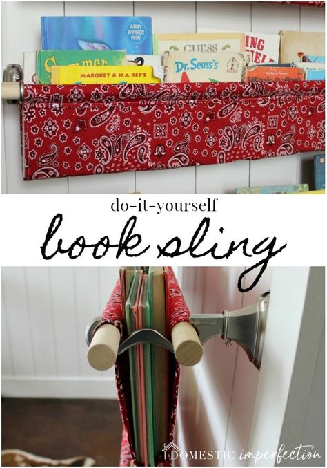 How To Make Book, Book Sling, Kids Book Storage, Book Binding Diy, Toddler Girl Room, Boy’s Room, Family Project, Book Holders, Book Storage