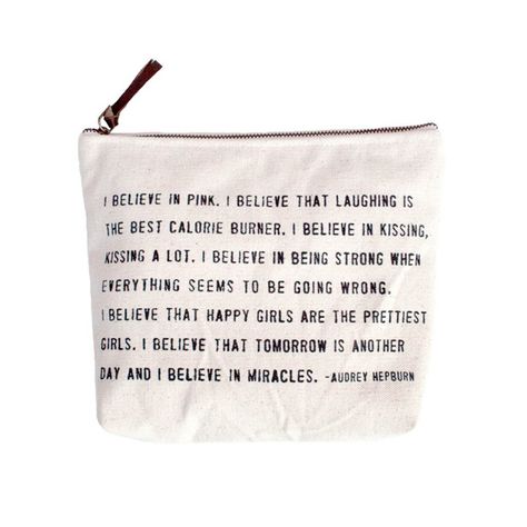 29 Uplifting Quote Gifts That Will Inspire Friends and Family Sugarboo Designs, Imperfection Is Beauty, Bag Quotes, I Believe In Pink, Canvas Makeup Bag, Tomorrow Is Another Day, Canvas Cosmetic Bag, Unique Gift Wrapping, Believe Quotes