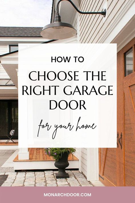 Need some tips for how to choose the right garage door for your home? Head to the link! #home #garagedoors #garageinspo #homerennovations #garagetrends Colonial Style Garage Doors, Sandstone Garage Door, Garage Man Door, Exterior Garage Door, Garage Door Ideas, Garage Door Colors, Craftsman Garage Door, Garage Door Styles, Residential Garage Doors