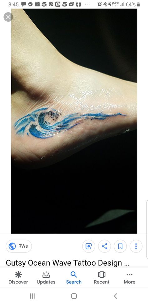 Watercolor Wave Tattoo, Ocean Wave Tattoo, Wave Tattoo Design, Watercolor Wave, Tattoos With Kids Names, Friendship Tattoos, Horse Tattoo, Waves Tattoo, Name Tattoos