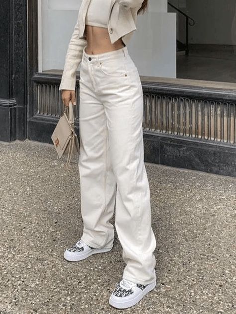 Indie Dark, Y2k Trousers, Boyfriend Jeans Style, Jeans Online Store, White Boyfriend Jeans, Look Jean, Stretch Denim Pants, Grunge Vintage, Outfit Jeans