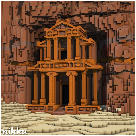 Ancient Mausoleum 🏛️⚰️ Very inspired by Petra, Jordan 💡 Shaders: Complimentary 🪚 Built On: play.bakery.builders 🏷️ #minecraft #minecraftdesign #minecraftart #minecrafthouse #bedrock #minecraftgaming #minecrafthome #minecraftjava #minecraftbuilds #ghibliart #petra #indianajones #thelastcrusade Minecraft Roman Bath House, Roman Architecture Minecraft, Minecraft Archaeology, Ancient Greece Minecraft, Ancient Minecraft Builds, Minecraft Ruins Build, Minecraft Mesa Build, Ancient City Minecraft, Minecraft Ancient City