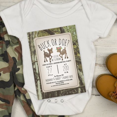 Virtual Gender Reveal Camo Deer Social Distancing Invitation Hunting Gender Reveal, Virtual Gender Reveal, Buck Or Doe Gender Reveal, Virtual Baby Shower Invitation, Gender Reveal Party Invitations, Deer Buck, Baby Gender Reveal Party, Pooh Baby, Camo Patterns