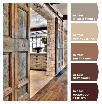 Sherwin Williams Brown, Bedroom Paint Colors Sherwin Williams, Cabin Paint Colors, Paint Colors Sherwin Williams, Rustic Paint Colors, Rustic Color Palettes, Brown Paint Colors, Log Cabin Interior, Colour Pallets