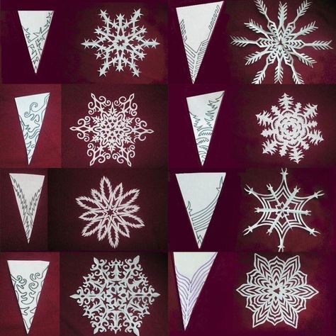 Snöflingor I Papper, Paper Snowflake Designs, Paper Snowflake Template, Diy Christmas Snowflakes, Paper Snowflake Patterns, Paper Snowflakes Diy, Winter Diy Crafts, Snowflake Template, Paper Snowflake